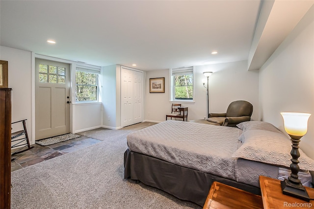 2694 Wayside Dr, Ann Arbor, MI 48103 - carpeted bedroom with recessed lighting, baseboards, and a closet