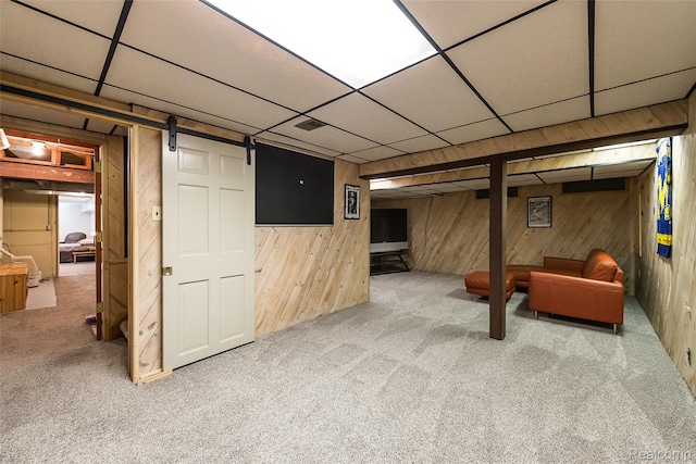 2694 Wayside Dr, Ann Arbor, MI 48103 - finished basement with carpet, wooden walls, and a drop ceiling