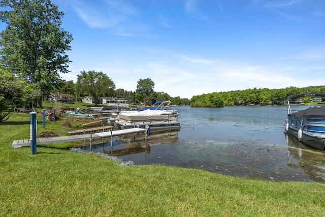 11815 Waldron Rd, Jerome, MI 49249 - dock area with a water view and a lawn