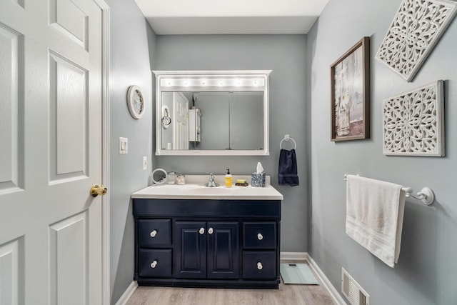 11815 Waldron Rd, Jerome, MI 49249 - bathroom featuring vanity, baseboards, and wood finished floors