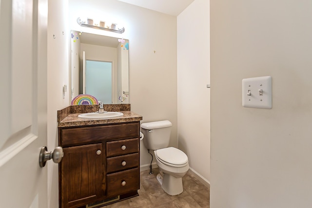 6837 Wellington Dr, Dexter, MI 48130 - half bath featuring toilet, vanity, and tile patterned flooring