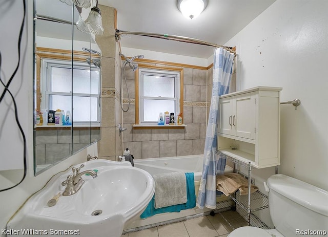 23733 Champaign St, Taylor, MI 48180 - full bathroom with toilet, tile patterned floors, shower / bath combo, and a sink