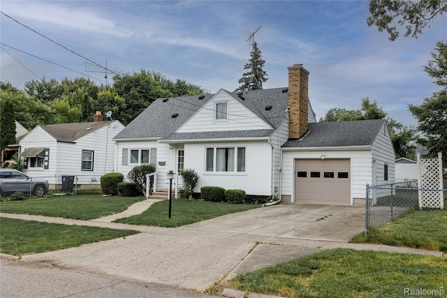 2812 Berkley St, Flint, MI 48504 - view of front of house with an attached garage, a chimney, driveway, and roof with shingles