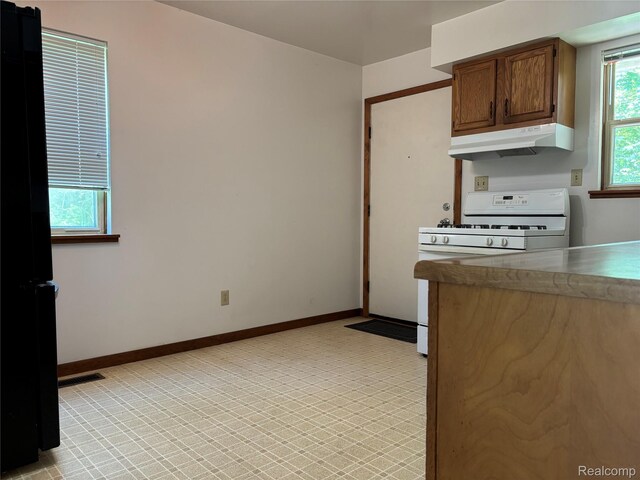1096 Bayfield St, Lake Orion, MI 48362 - kitchen with under cabinet range hood and white gas range