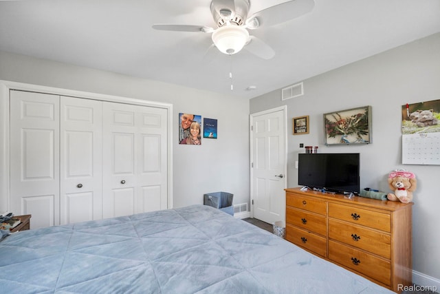 116 Surrey Rd, Saint Louis, MI 48880 - bedroom featuring baseboards, a closet, and a ceiling fan