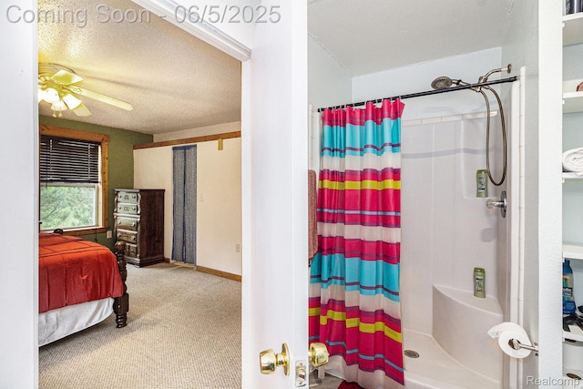 3275 Levalley Rd, Columbiaville, MI 48421 - full bath featuring curtained shower and ceiling fan