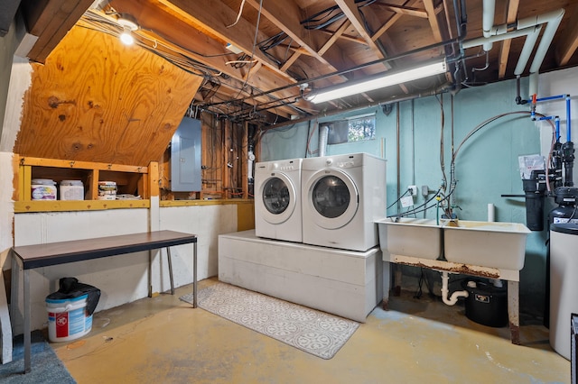 4564 Sparrow Ave, Kalamazoo, MI 49004 - laundry area featuring electric panel and washing machine and dryer