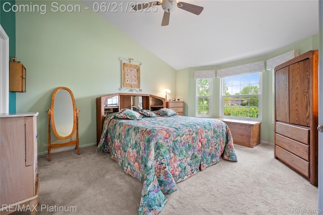 2336 Swans Cv Unit 7, Fenton, MI 48430 - carpeted bedroom featuring lofted ceiling and ceiling fan