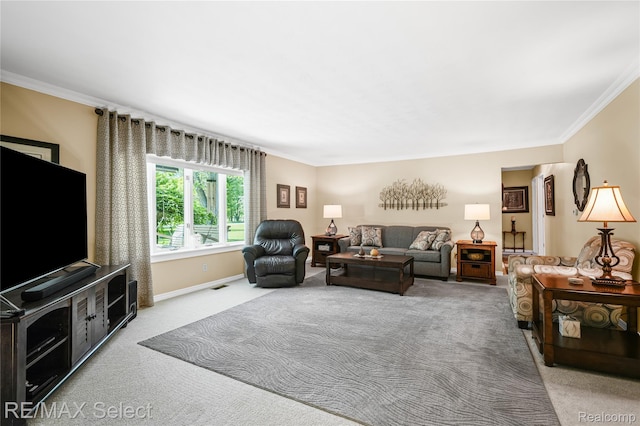 2391 Atwell Rd, Attica, MI 48412 - carpeted living area with ornamental molding and baseboards