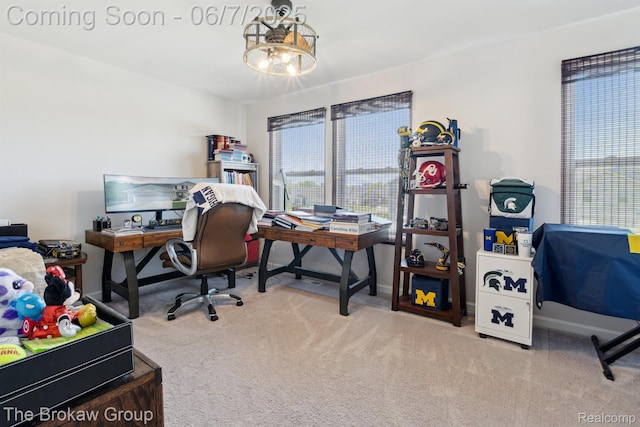 9211 Hawthorn Dr, Davison, MI 48423 - carpeted office space featuring a chandelier