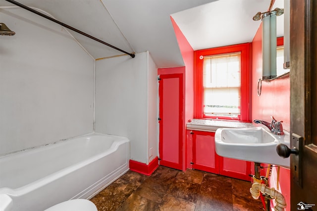 5650 Sylvia St, Dearborn Heights, MI 48125 - full bathroom featuring stone finish floors and a sink
