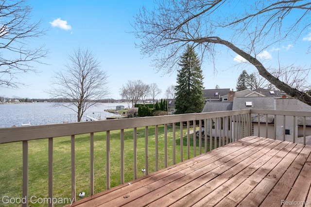 3501 Mann Rd, Clarkston, MI 48346 - wooden deck featuring a water view and a yard