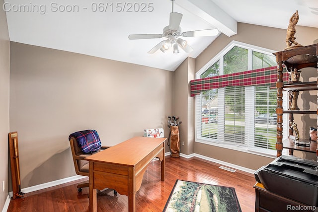 16096 Violet Dr, Macomb, MI 48042 - home office with ceiling fan and wood finished floors