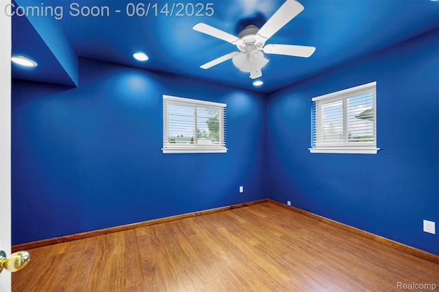 23312 Shoreview St, Saint Clair Shores, MI 48082 - unfurnished room with wood finished floors, a ceiling fan, and recessed lighting