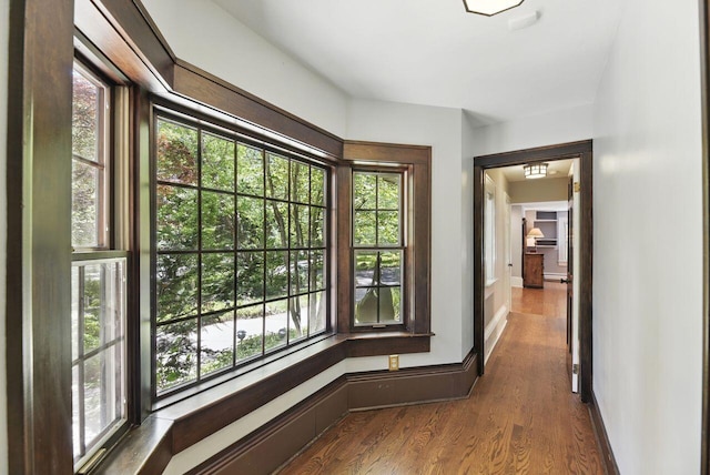 1630 S 3rd St, Niles, MI 49120 - hall with healthy amount of natural light, dark wood finished floors, and baseboards