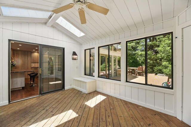 1630 S 3rd St, Niles, MI 49120 - unfurnished sunroom featuring a ceiling fan and a skylight