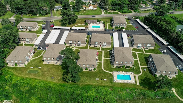 3626 Lakeshore Dr Unit K10, Saint Joseph, MI 49085 - aerial view of property and surrounding area with nearby suburban area and a pool area