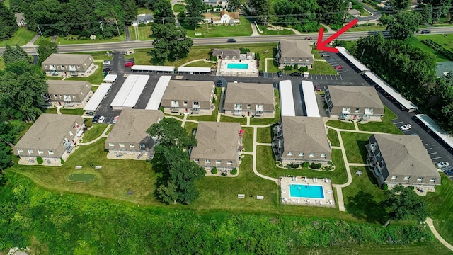 3626 Lakeshore Dr Unit K10, Saint Joseph, MI 49085 - aerial overview of property's location featuring nearby suburban area and a pool