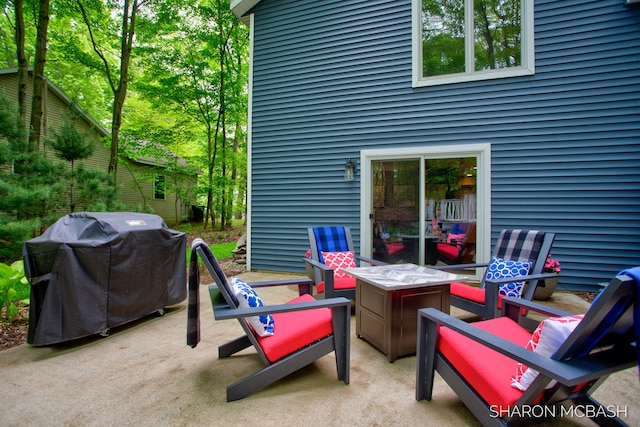 3348 Clearview Ln, Saugatuck, MI 49453 - view of patio with area for grilling and an outdoor fire pit