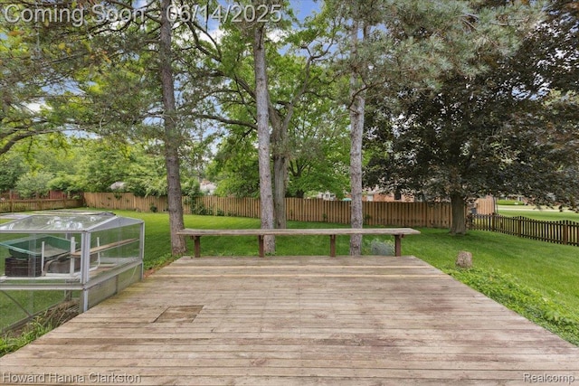 5045 Bronco Dr, Clarkston, MI 48346 - wooden terrace with a fenced backyard