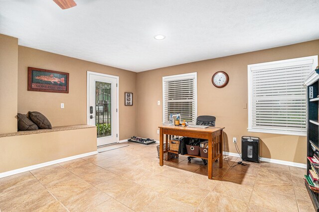 731 13 Mile Rd NW, Sparta, MI 49345 - office with baseboards, recessed lighting, and light tile patterned floors