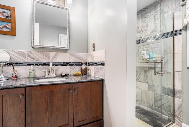 731 13 Mile Rd NW, Sparta, MI 49345 - full bath featuring a shower stall, vanity, and tasteful backsplash