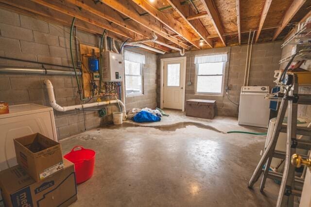 14656 Hersey Rd, Hersey, MI 49639 - below grade area with washer / dryer and concrete block wall