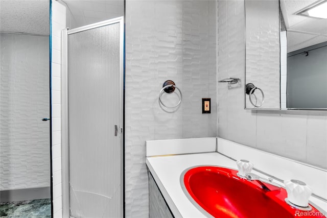 26500 Grant St, Saint Clair Shores, MI 48081 - full bathroom featuring vanity and a shower stall