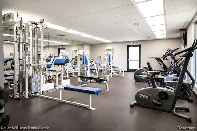 16196 Notre Dame, Clinton Township, MI 48038 - workout area featuring a paneled ceiling