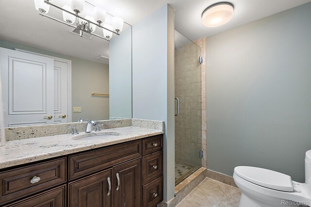 3013 Heron Pl, Bloomfield Hills, MI 48302 - bathroom with toilet, a stall shower, vanity, and tile patterned floors