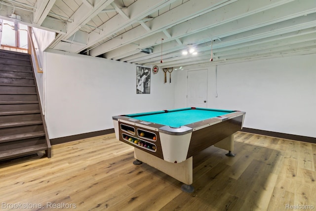 2995 Venice, Highland, MI 48356 - rec room featuring baseboards, billiards table, and wood finished floors