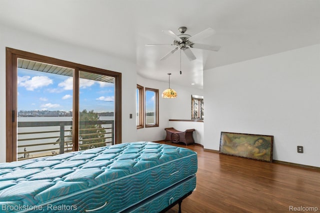 2995 Venice, Highland, MI 48356 - bedroom featuring wood finished floors, access to exterior, and ceiling fan