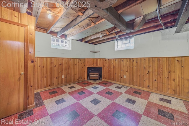 21167 Lancaster St, Grosse Pointe Woods, MI 48225 - basement featuring tile patterned floors and wood walls