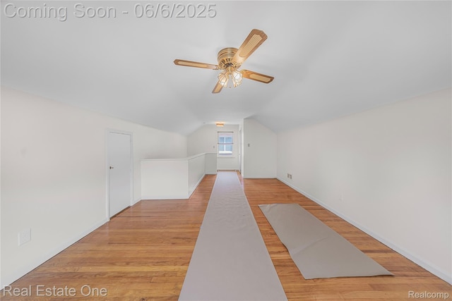 21167 Lancaster St, Grosse Pointe Woods, MI 48225 - additional living space featuring lofted ceiling, ceiling fan, wood finished floors, and baseboards