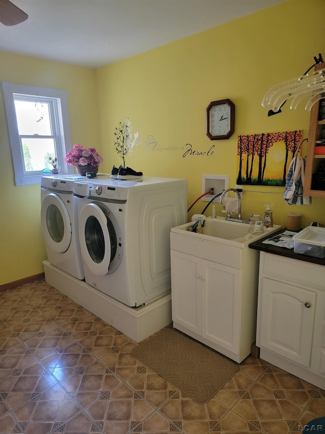1577 Benner Hwy, Clayton, MI 49235 - laundry area featuring separate washer and dryer and a sink