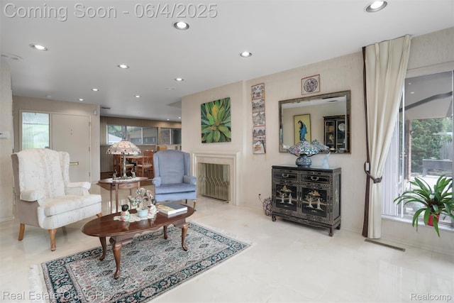 439 Barclay Rd, Grosse Pointe Farms, MI 48236 - living room featuring recessed lighting and a fireplace