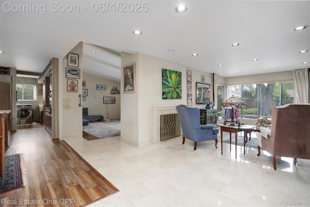 439 Barclay Rd, Grosse Pointe Farms, MI 48236 - living area featuring plenty of natural light, recessed lighting, and lofted ceiling