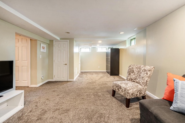 2305 S Circle Dr, Ann Arbor, MI 48103 - living area with carpet, recessed lighting, and baseboards