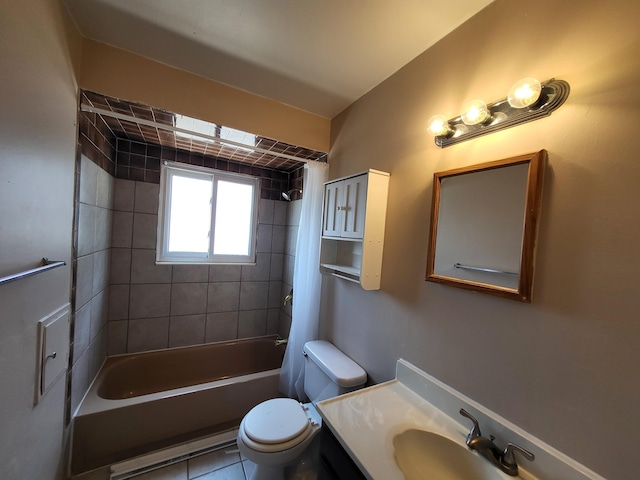 13753 Mcguire St, Taylor, MI 48180 - bathroom with a baseboard radiator, vanity, toilet, and tub / shower combination