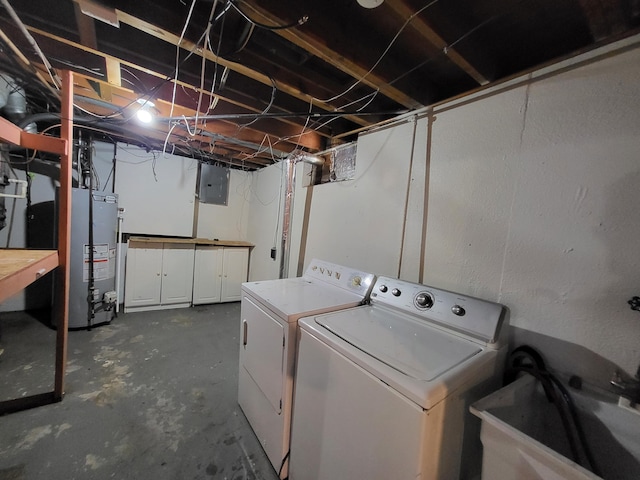13753 Mcguire St, Taylor, MI 48180 - washroom with electric panel, washing machine and clothes dryer, and water heater