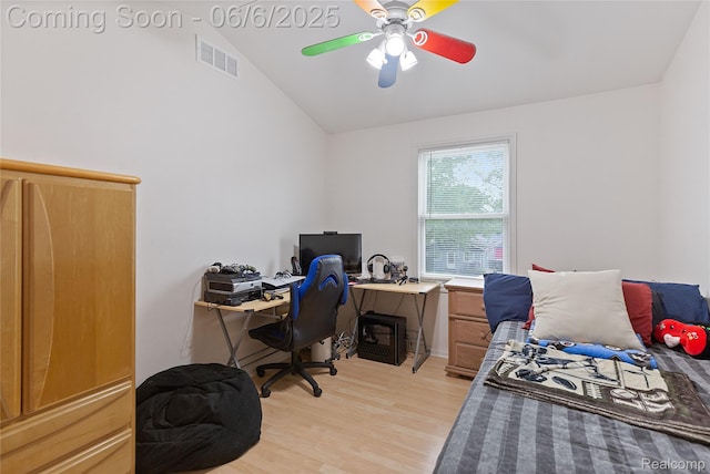39650 Macomber St, Harrison Township, MI 48045 - home office with vaulted ceiling, light wood finished floors, and ceiling fan