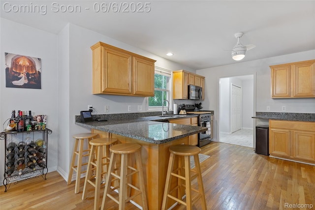39650 Macomber St, Harrison Township, MI 48045 - kitchen featuring black microwave, range, a sink, and light wood-type flooring