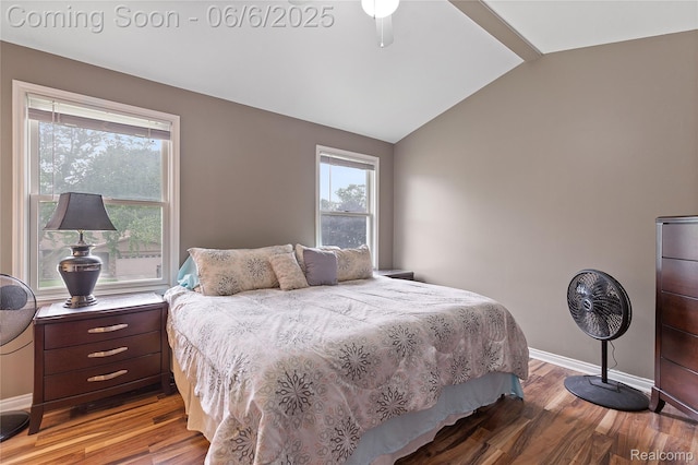 39650 Macomber St, Harrison Township, MI 48045 - bedroom with wood finished floors, vaulted ceiling, and baseboards