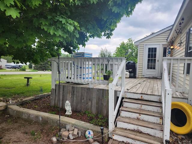 1610 Sunburst St, Grawn, MI 49637 - wooden terrace with stairway