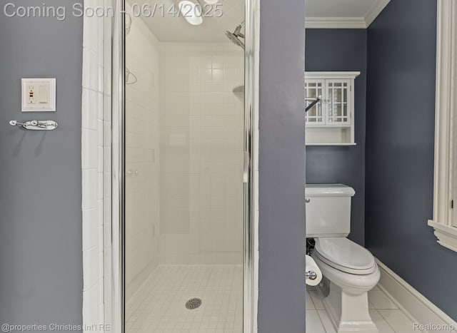 457 N Cranbrook Rd, Bloomfield Hills, MI 48301 - full bath featuring a stall shower, ornamental molding, and tile patterned flooring