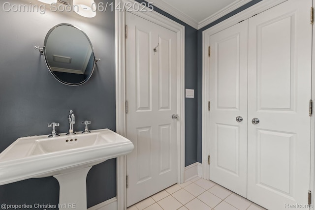 457 N Cranbrook Rd, Bloomfield Hills, MI 48301 - bathroom featuring tile patterned floors and ornamental molding