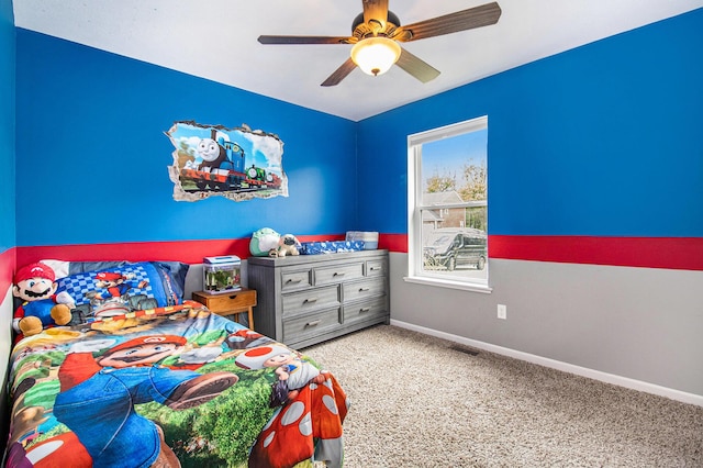 69698 Fox Xing, Edwardsburg, MI 49112 - bedroom featuring baseboards, carpet flooring, and a ceiling fan