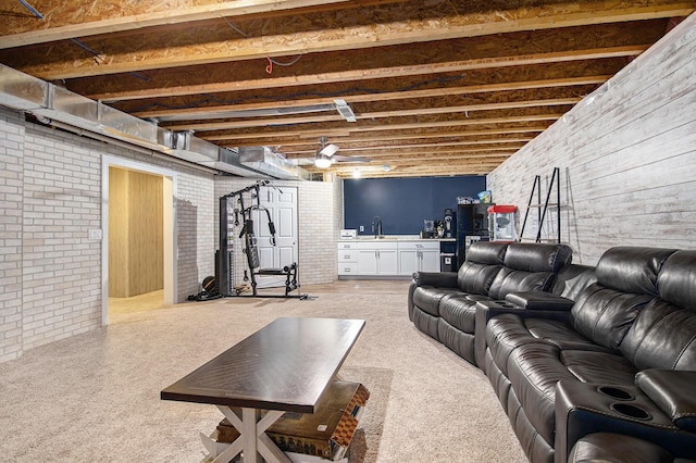 69698 Fox Xing, Edwardsburg, MI 49112 - living area with brick wall