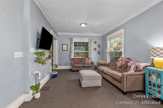 1237 Wealthy St SE, Grand Rapids, MI 49506 - carpeted living area with ornamental molding and baseboards