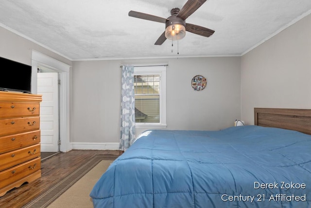 1237 Wealthy St SE, Grand Rapids, MI 49506 - bedroom featuring wood finished floors, baseboards, crown molding, and ceiling fan